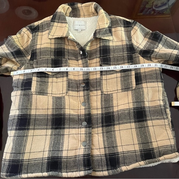 Plaid Lucky Brand Women's Jacket Black and Tan size L - Picture 5 of 9
